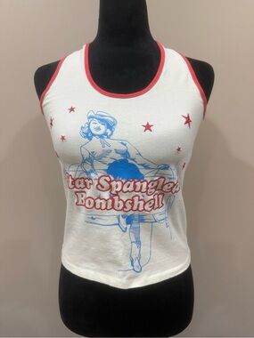 Special Thanks Star Spangled Bombshell Halter Tank Top Graphic Americana